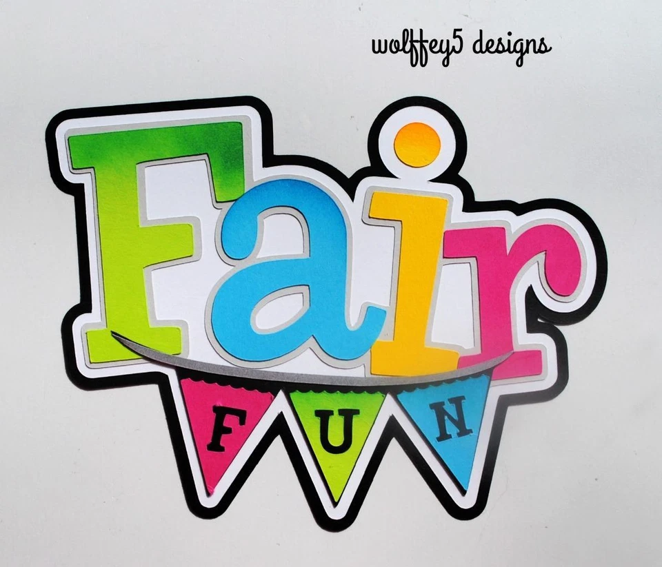 CRAFTECAFE FAIR CARNIVAL KID TITLE premade paper piecing scrapbook diecut piece