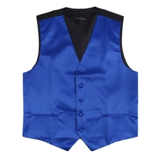 Men's Solid Royal Blue Satin Tuxedo Vest Formals Weddings Proms Waistcoat
