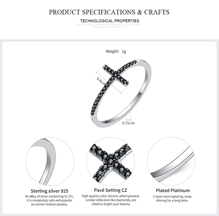 Authentic 925 sterling Faith Cross Shape Finger Rinsg with