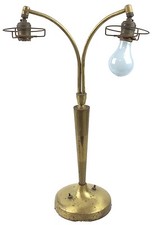 Mid Century Brass Double Arched Twin Arm Desk Table Lamp Parts Repair 23.5"