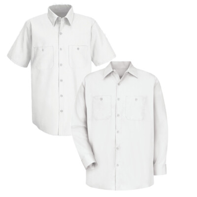 Red Kap Work Shirt 100% Cotton 2 Pocket Men's Durable Industrial Uniform