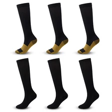6 Pairs Copper Compression Socks 20-30mmHg Graduated Support Men Women Stockings