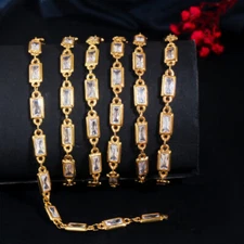 Yellow Gold Plated CZ Baguette Necklace Chain DIY Making Findings Accessories