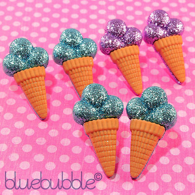 FUNKY BIG GLITZER EISCREME OHRRINGE NIEDLICH KITSCH KAWAII RETRO JUNK FOOD SPASS COOL