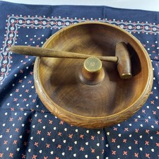 Vintage Mid Century ~ Oregon Nut Dish / Bowl w/ Mallet Cracker Walnut's