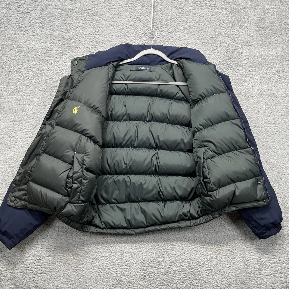 Винтажный Nautica куртка мужская XL темно-синий Colorblock двусторонний вниз пуховик утка 90-х - Изображение 3 из 4