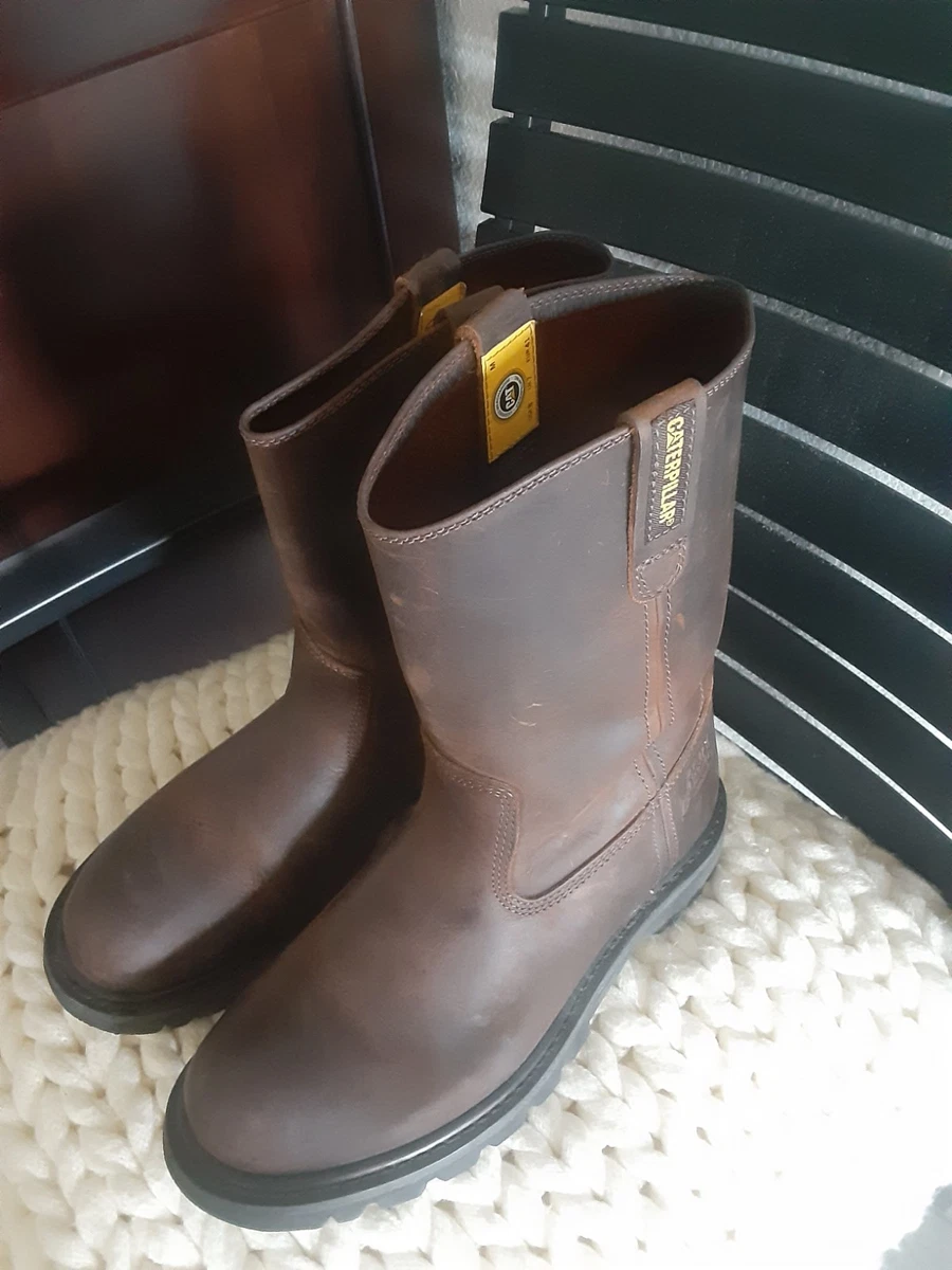 CAT Caterpillar Mens Steel Toe Brown Leather Pull On Ease Boots Size 10 M P91119 CAT Western Steel Toe Boots for Men for Sale | Shop New  main image 3