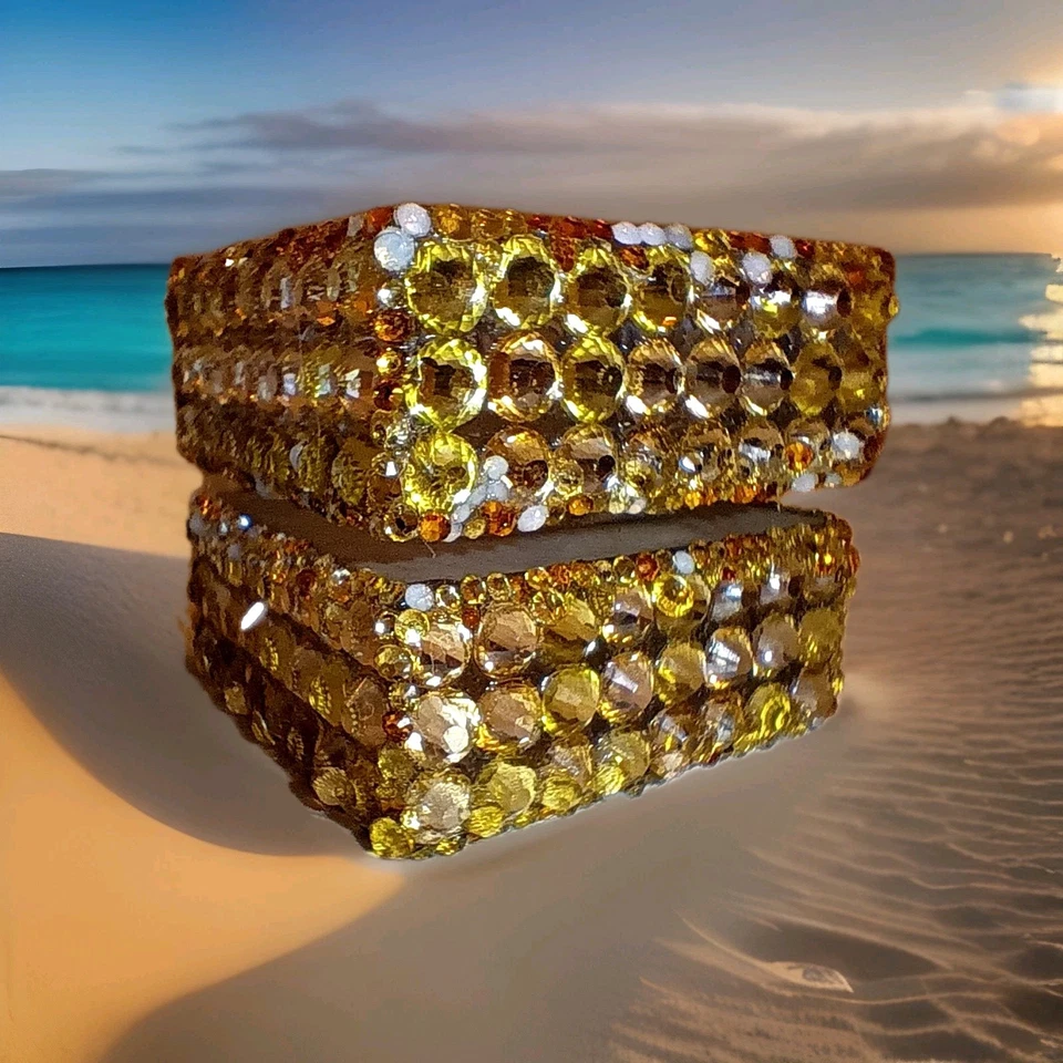 手工水晶烛台 ❄️ 金色香槟蛋白石黄色 – 太平洋蓝 2007 — 第 3/4 张图片