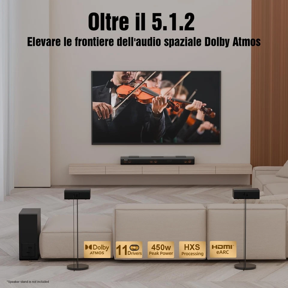 5.1.2CH Dolby Atmos Soundbar, Home Theater per TV, Impianto Dolby Surround, Soun - Immagine 2 di 4
