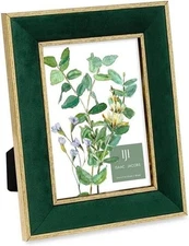 Isaac Jacobs Velvet Picture Frame with Metallic Double Border, Photo Frame