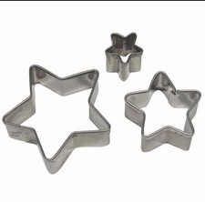 Steel Star Cutter Set of 3 Silver Stainless Steel