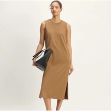 EVERLANE Sleeveless Organic Midi Tank Dress Brown Tan Sz XL $98 {3W53}