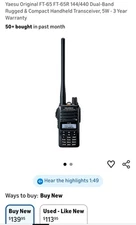 Yaesu Original FT-65 FT-65R 144/440 Dual-Band Rugged & Compact Handheld Trans...