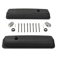 Short Finned Black Valve Cover For Small Block Chevy Retro Vortec 5.0 5.7 350