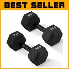 Solid Hex Dumbbells with Ergonomic Grip - 20lb & 40lb Weights for Home Fitness