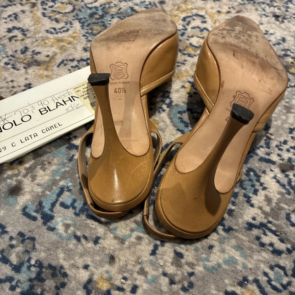 Zapato Tacón MANOLO BLAHNIK Caramelo Tostado Camel Lata Gatito Talla 40.5 Foto 4 de 4