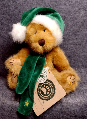 Vtg Boyds Bear C. Z. COMET 8'' Plush Teddy Bear w/ Green Santa Hat # 917308
