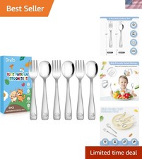 Stainless Steel Toddler Utensils Set - 6 Pieces Kids Silverware Set Children ...