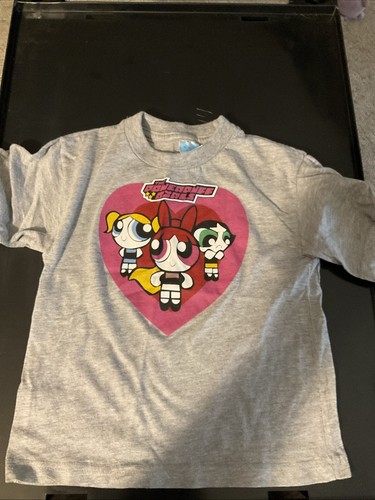 Vintage Powerpuff Girls Gray Heart T-Shirt Size Youth Small