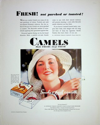 Original 1932 Vintage Camel Ad: Women smoke a fresh Cigarette to Be Fresh #Camel