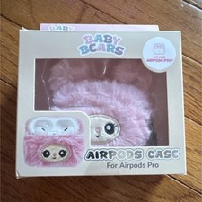 Baby Bears AirPods Pro Case Pink Fluffy Flannelette Embroidery 360  Protective