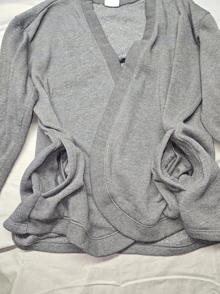 Columbia Suéter Mujer Grande Gris Frente Abierto Cárdigan Forrado de Vellón Bolsillos Acogedor Foto 4 de 4