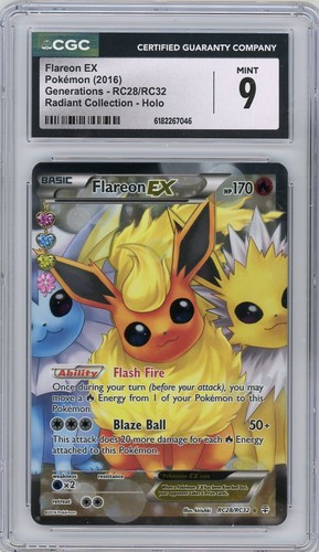 CGC MINT 9 Flareon EX (Full Art) RC28/RC32 Generations: Radiant Collection Holo