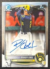 2025 Bowman Draft Brady Ebel Chrome Auto 1st Prospect Brewers