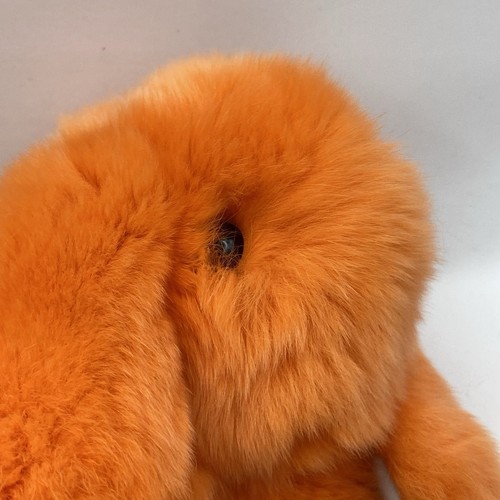 Mini Genuine Rabbit Fur Plush Orange Bunny Rabbit Stuffed Animal Key Chain - Picture 5 of 6