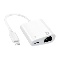 2-in-1 Lightning to RJ45 Ethernet Adapter w/Charge Port for iPhone/iPad, 100Mbps