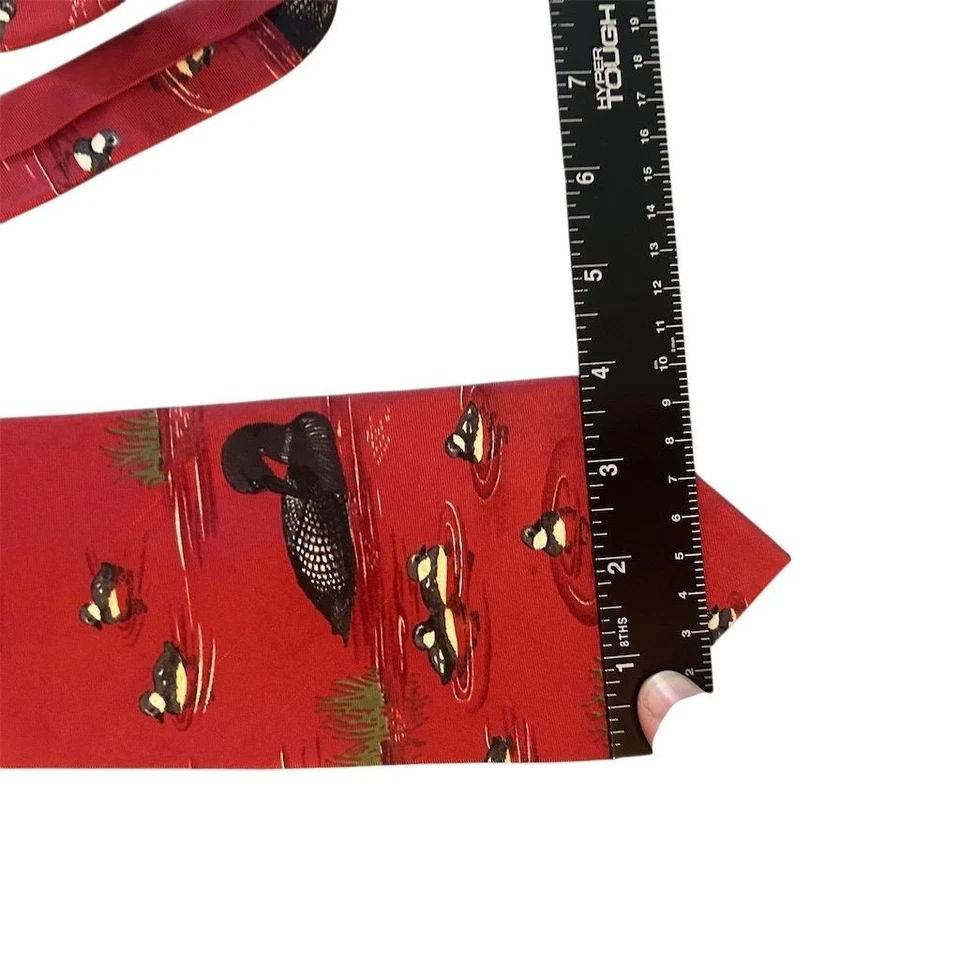 Vtg Ducks Unlimited Men's Silk Tie Dark Red Mallard Duck Design - Image 4 of 4