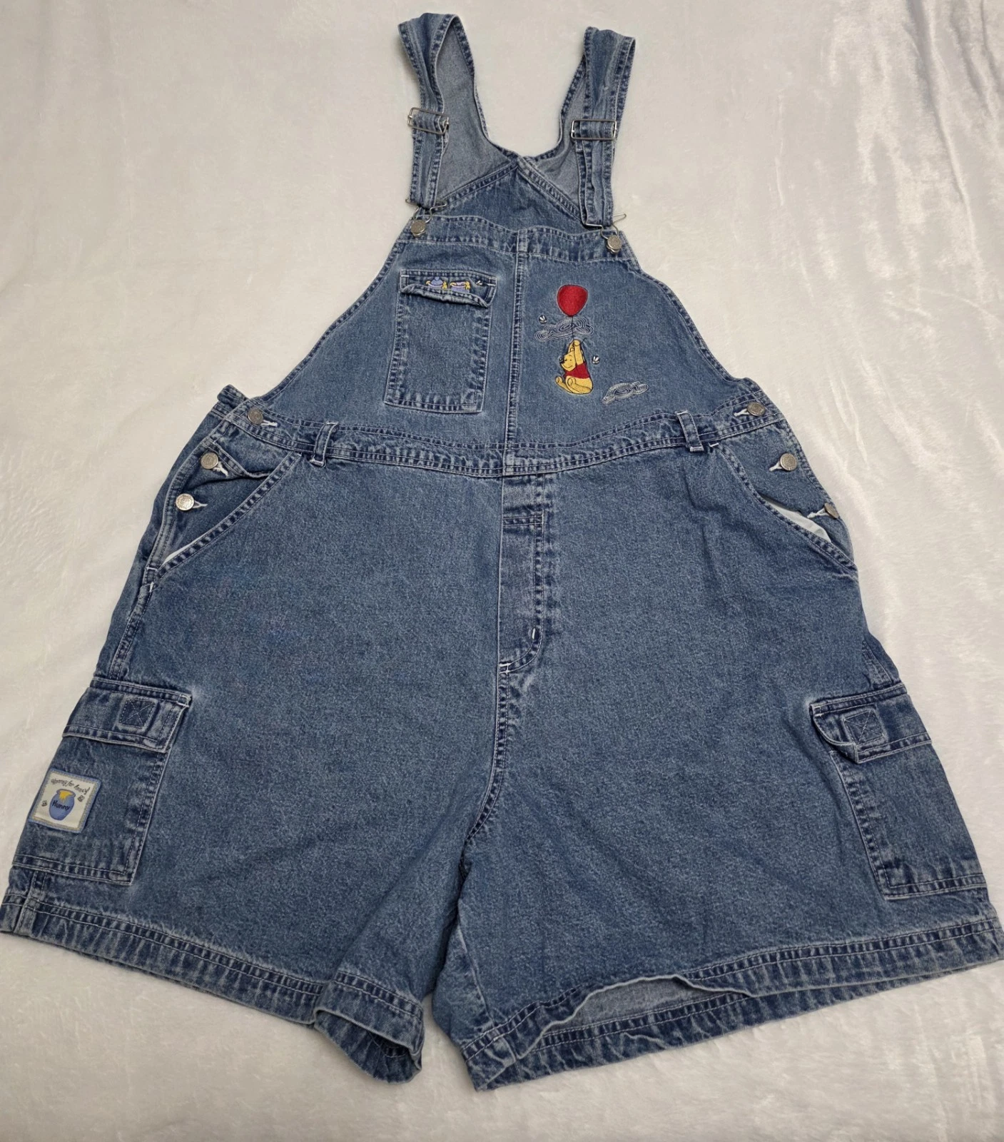 Vintage Disney Winnie The Pooh Women's Bib Short Shortalls Embroidered 22W / 24W