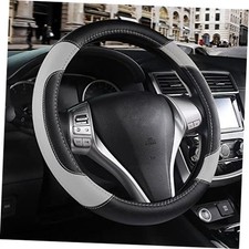 Leather Car Steering Wheel Cover, Universal Fit for Most Cars Grey