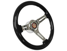 1968-1973 Ford Mustang Black Ash Wood Steering Wheel Kit Cobra 6-bolt