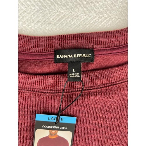 Banana Republic Double Knit Crew Large NWT Long Sleeve Maroon Cotton Blend - Picture 5 of 9