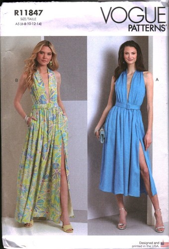 11847 UNCUT Vogue Sewing Pattern Misses Fitted Lined Dress Plunging Neckline OOP