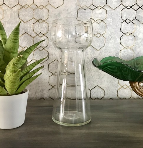 antik Art Déco Glasvase Hyazinthen Glas Vase Zwiebelglas gerippt - Bild 7 von 17