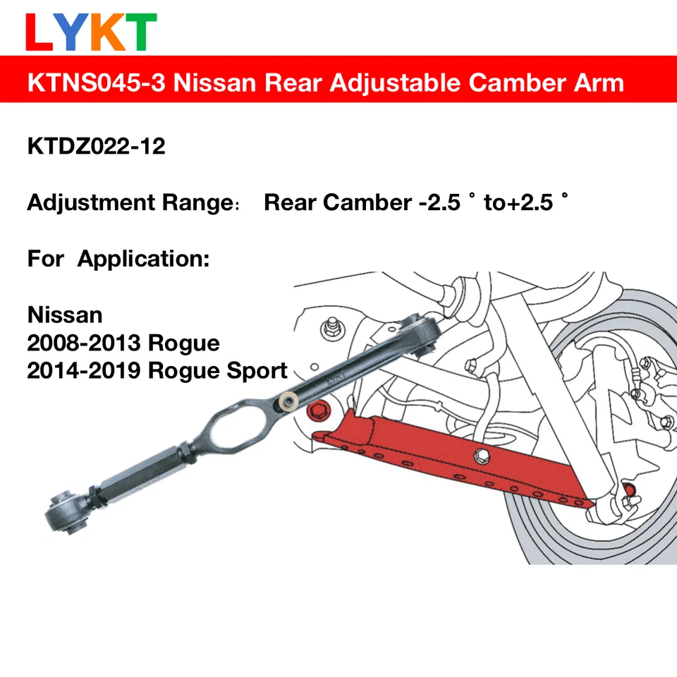 LYKT 2pcs Adjustable Rear Camber Kit for Nissan Rogue 08-13/Rogue Sport 17-22 - Imagem 2 de 4