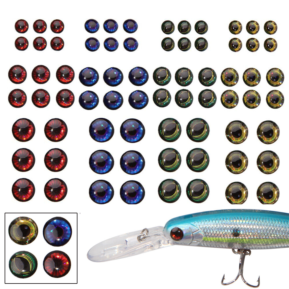 4D/5D Fishing Lure Eyes 6810mm Holographic Eyes Fly Tying Jigs Tackle