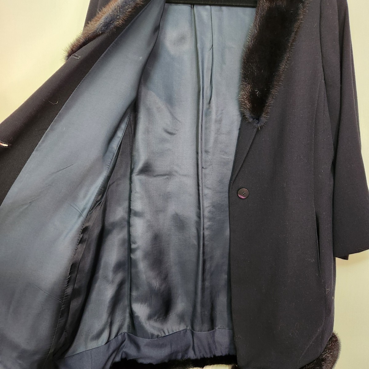 GianFranco Ferre 1980s Vintage Black Long Wool Dress Coat w Fur