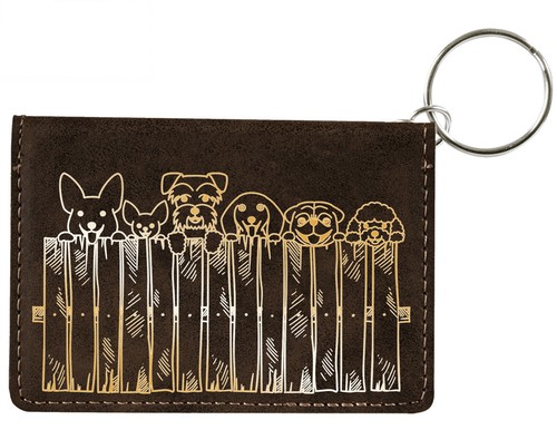 Peeking Pups Laser Engraved Leatherette Keychain Wallet - Picture 16 of 18