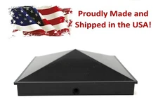 8x8 True Black Plastic Pyramid Vinyl Fence Post Cap Pre Drill Hole 1 or 2 pk