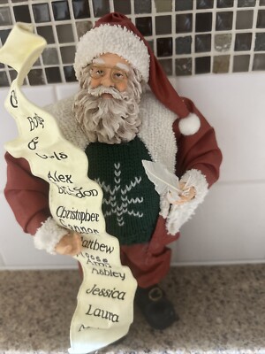 VINTAGE CLOTHTIQUE SANTA CLAUS WITH LIST CHRISTMAS COLLECTIBLE FIGURINE 11