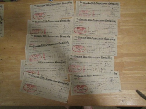 Lote de 25 cheques/cheques canadienses aleatorios con sello de impuestos especiales azul de 6 centavos (fx40) - Imagen 2 de 7