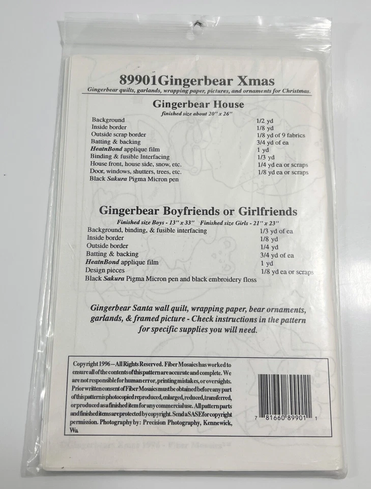 GINGERBEARS XMAS Quilt, Garland, Wrapping Paper APPLIQUE Pattern - Fiber Mosaics - Image 2 of 3