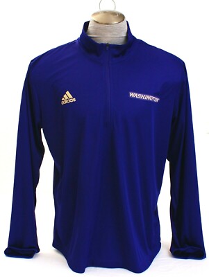 Adidas AeroReady Purple Washington Huskies 1/4 Zip Long Sleeve Shirt Men's XL 