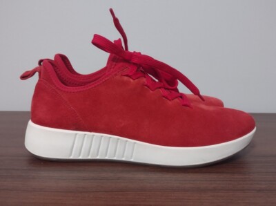 Women's Legero Low Top Sneaker Shoes US Size 6.5 Essence Red Suede White Rubber 