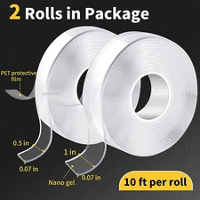Tape Double Sided Removable Mounting Heavy Duty Adhesive Nano Gel 3Pcs