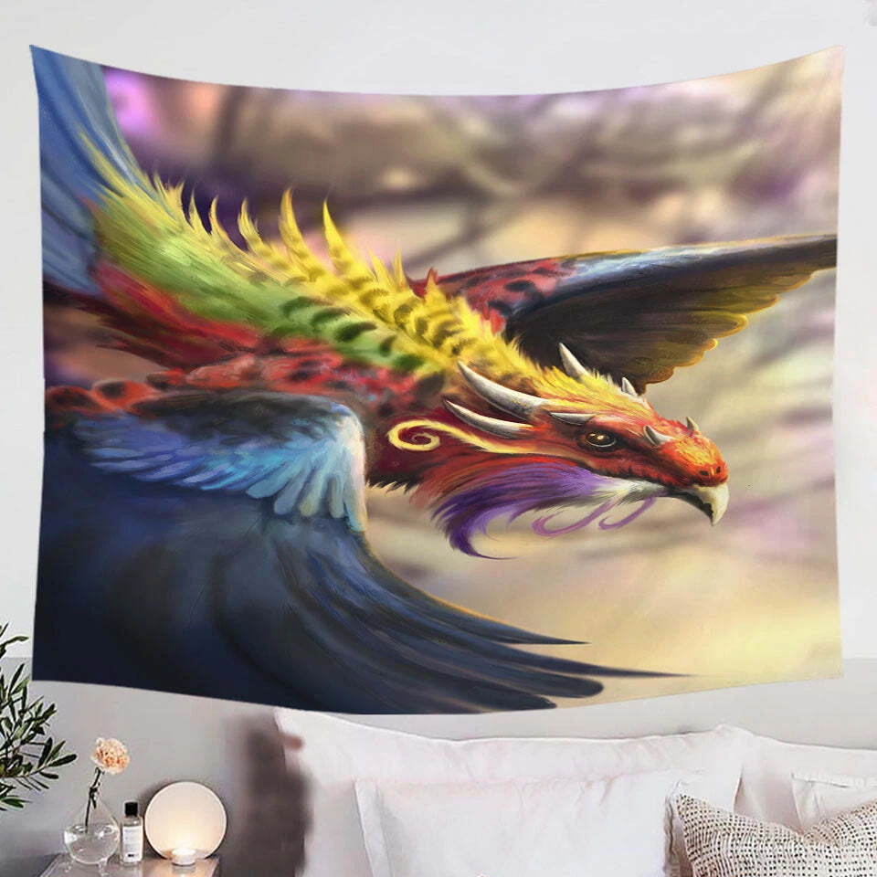 Cool Colorful Fantasy Eagle Dragon Tapestry