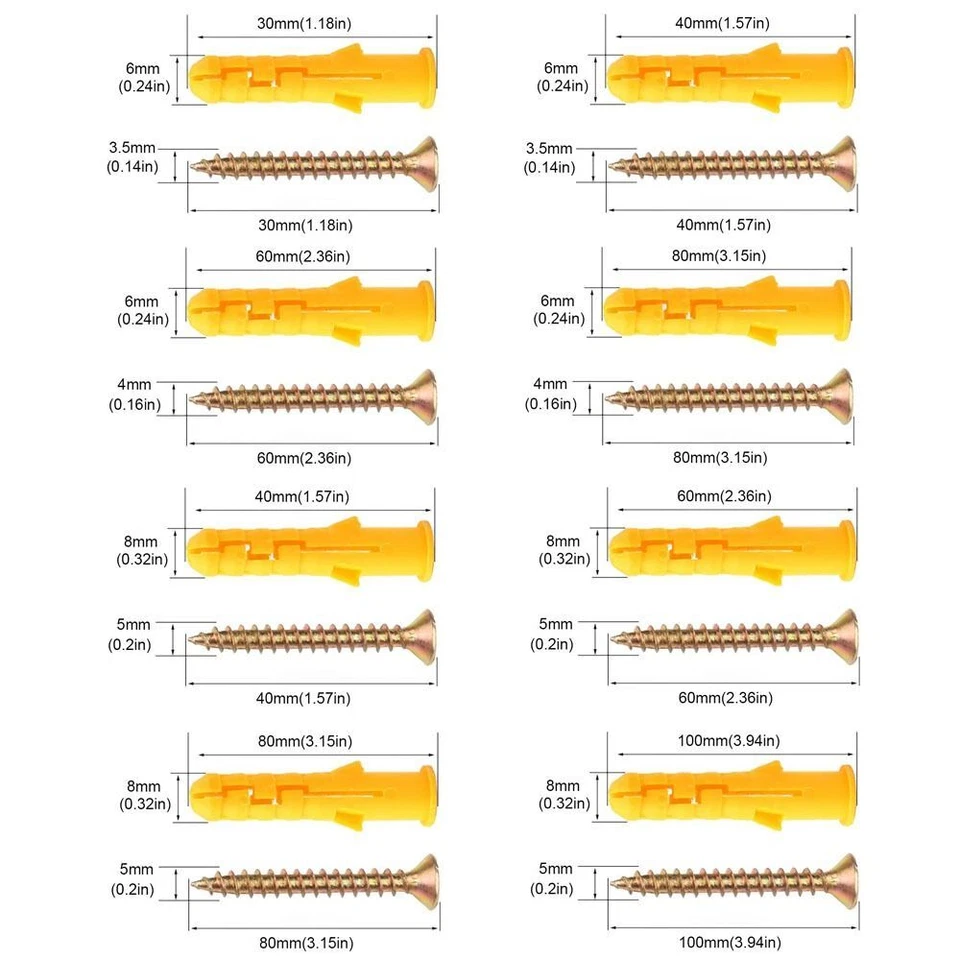 Self Drilling Expansion Tube Nails Plastic Wall Screws New Wall Plug Anchor - image 2 of 4